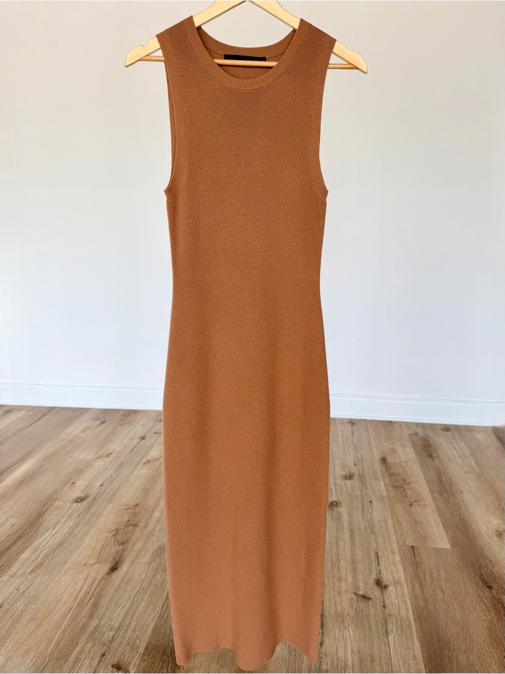 Jenni Kayne Cashmere Blend Sleeveless Knit Midi Dress Camel Brown Size Small